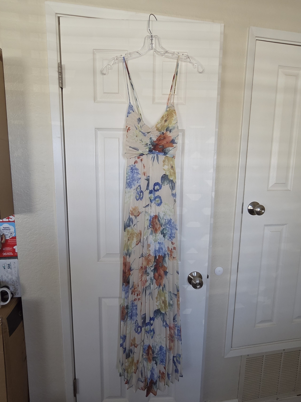 Express Floral Maxi Dress in Cream, Blue, Orange